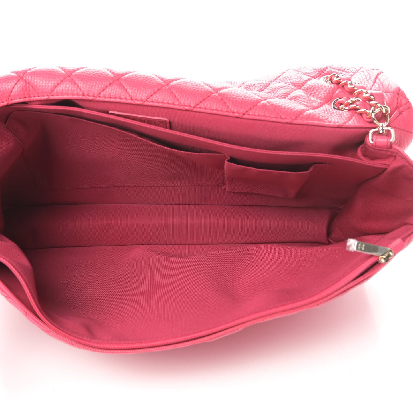 Calfskin Quilted XXL Travel Flap Bag Dark Pink
