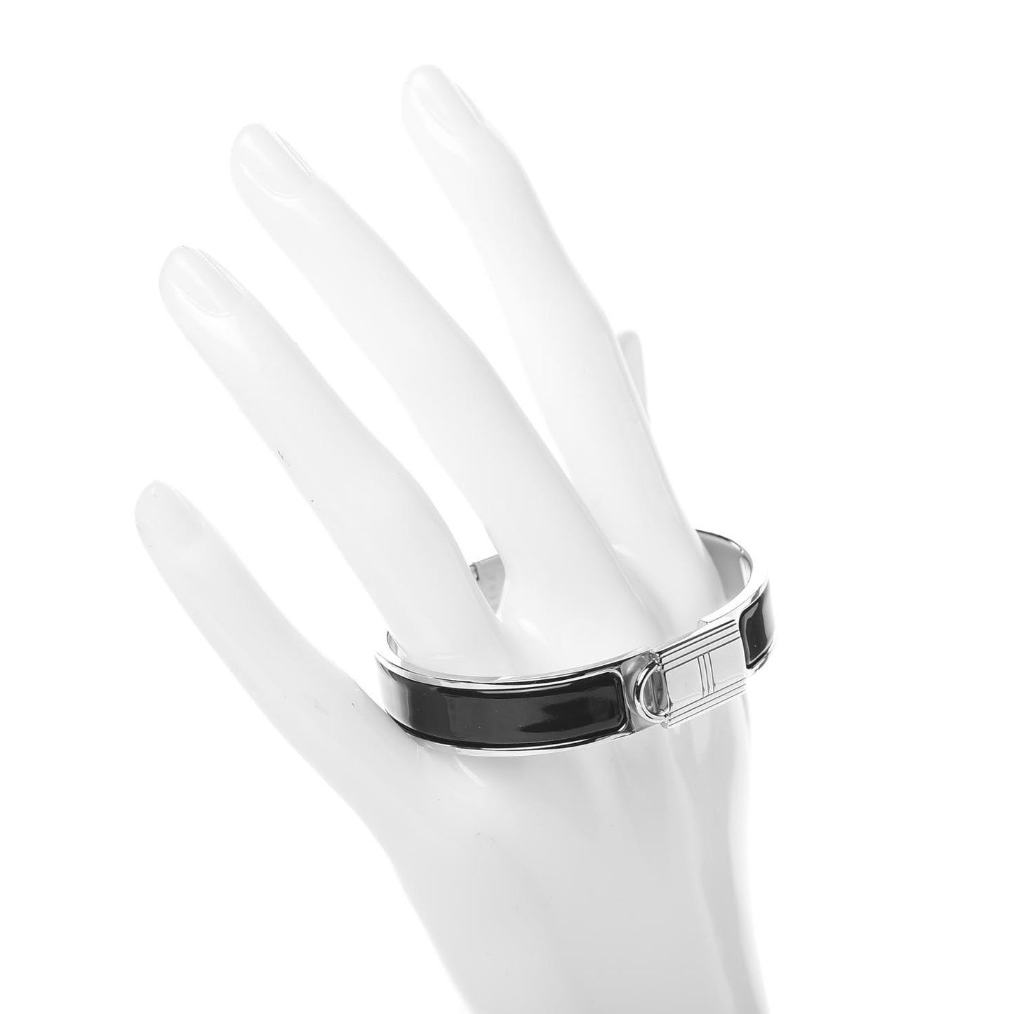 Enamel Narrow Clic Cadenas Bracelet PM Black