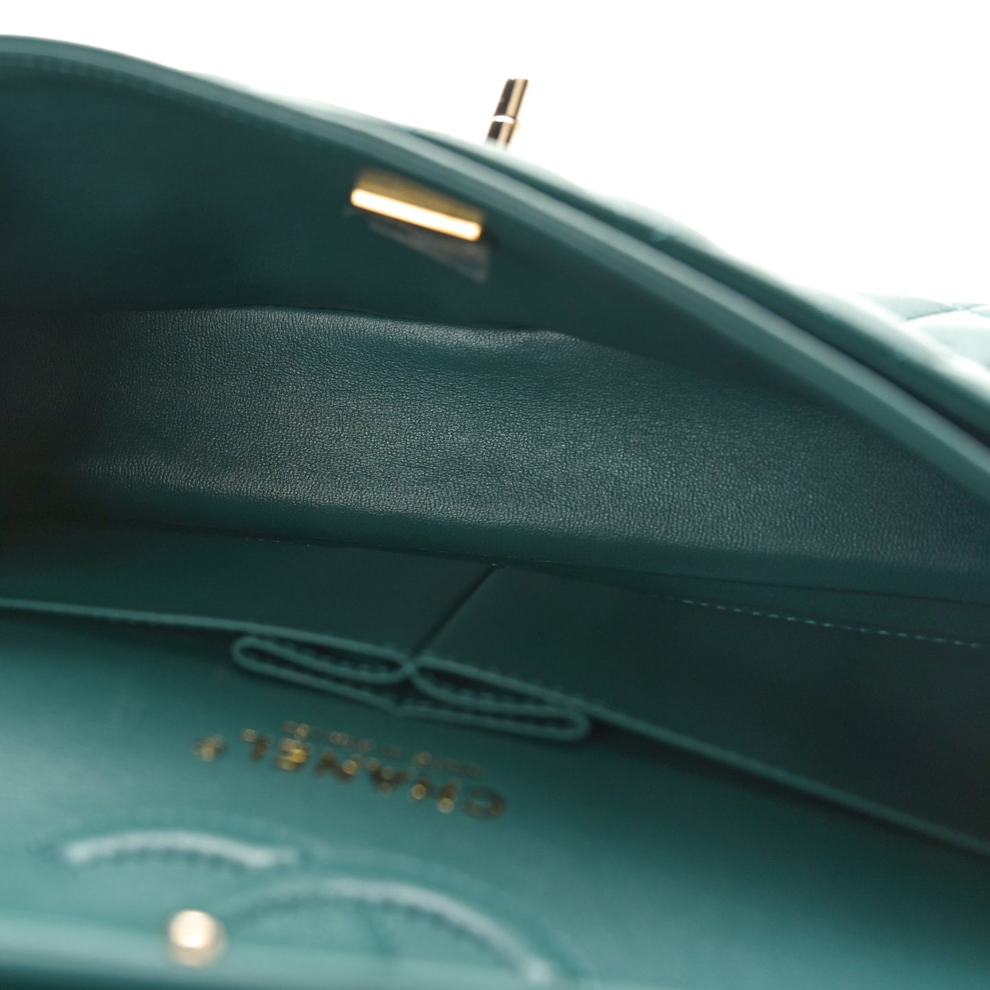 Lambskin Quilted Small Double Flap Green