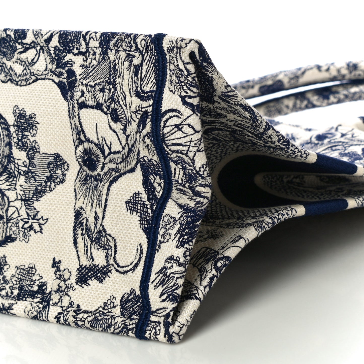 Canvas Embroidered Medium Dioriviera Toile De Jouy Book Tote Blue