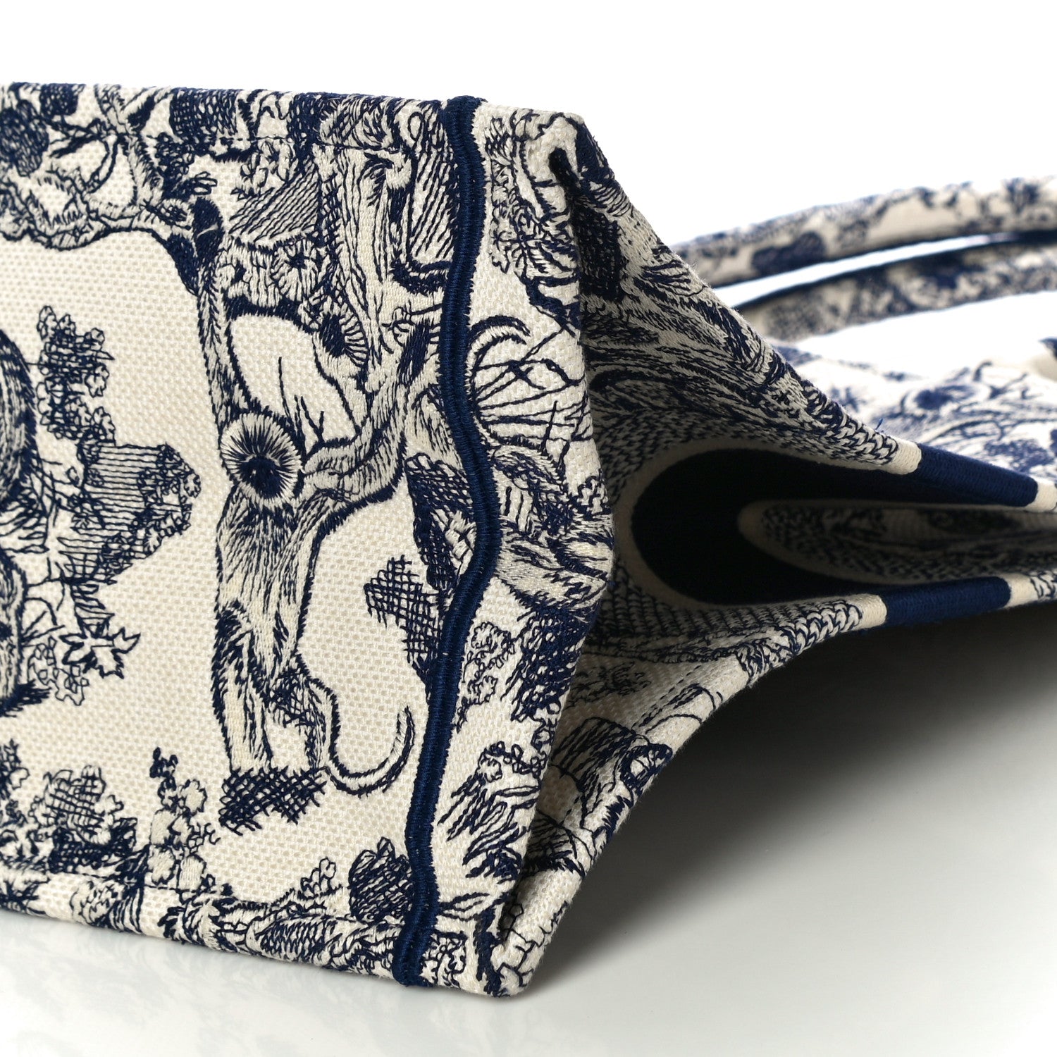 Christian Dior Canvas Embroidered Medium Dioriviera Toile De Jouy Book Tote Blue 9 of 9