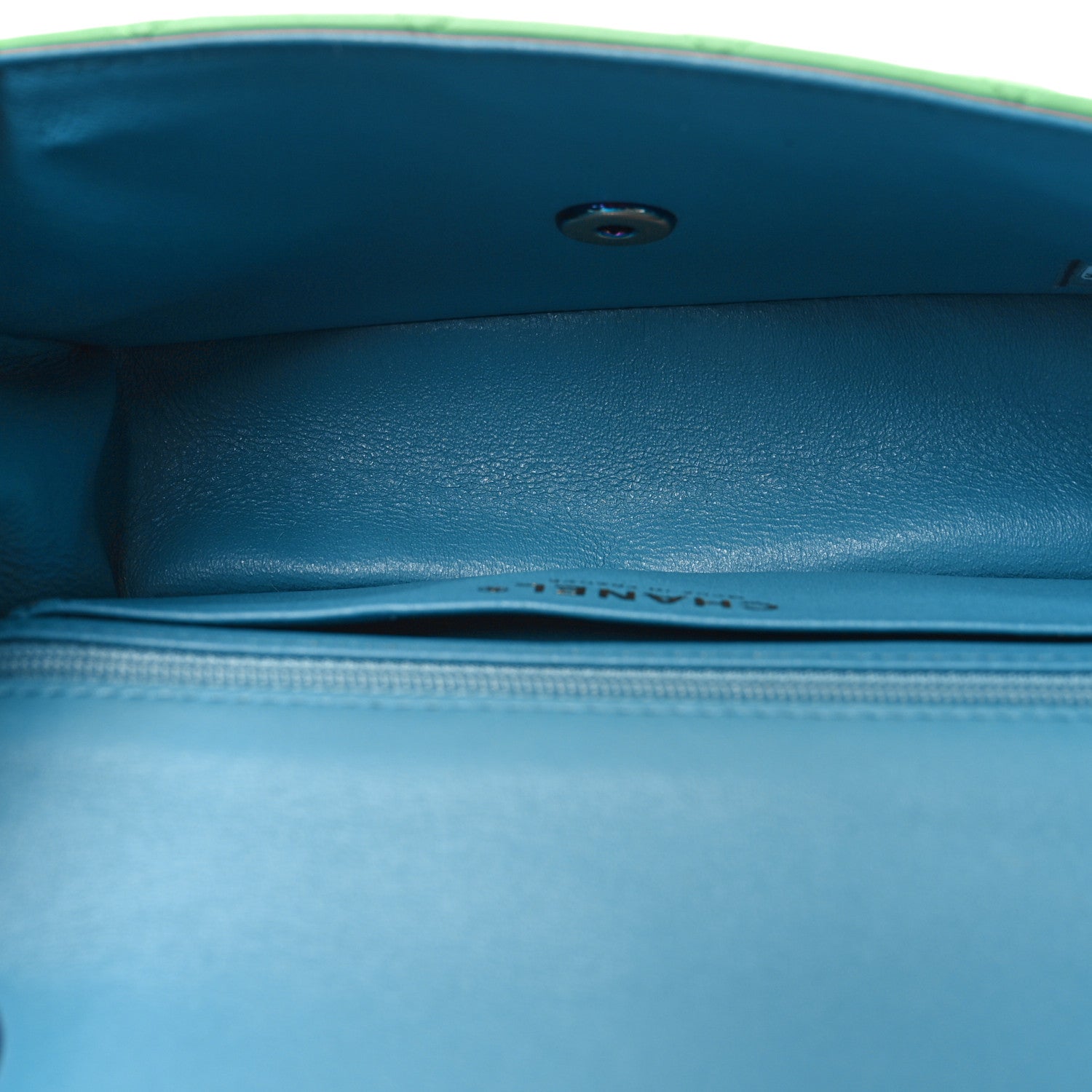 Chanel Lambskin Quilted Mini Rectangular Flap Green Blue 5 of 10