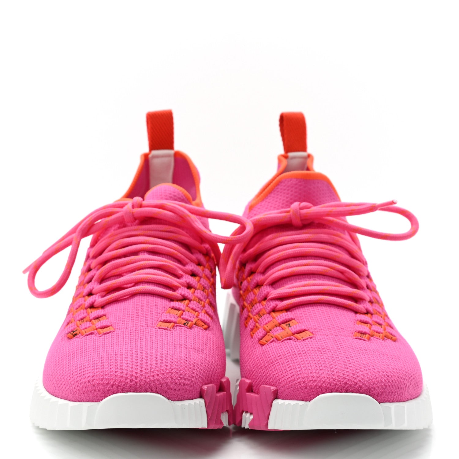 Hermes Knit Womens Flex Bolduc Sneakers 37.5 Rose Framboise Orange 2 of 9