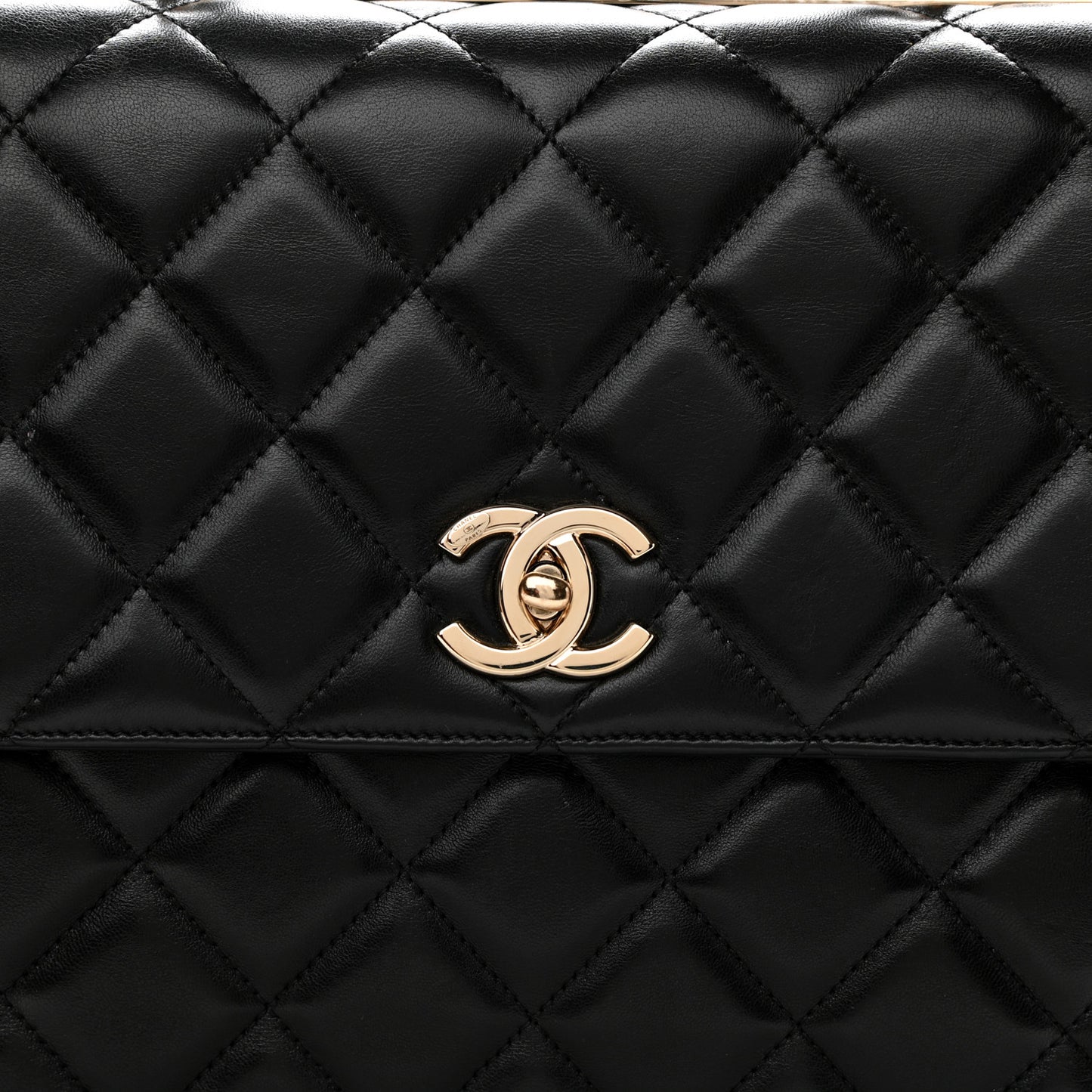 Lambskin Quilted Large Trendy CC Dual Handle Flap Bag Black