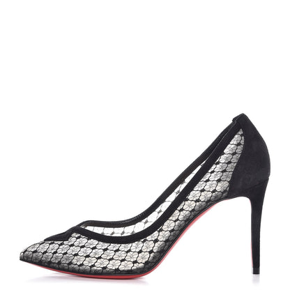 Christian Louboutin Dentelle Resille Veau Velours Neoalto 85 Pumps 36.5 Black 1 of 9