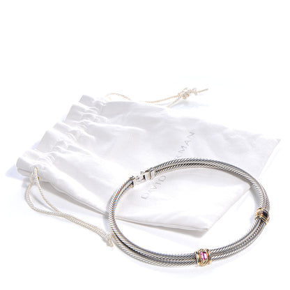 David Yurman 18k White Gold 14k Yellow Gold Pink Tourmaline Cable Choker 7 of 7
