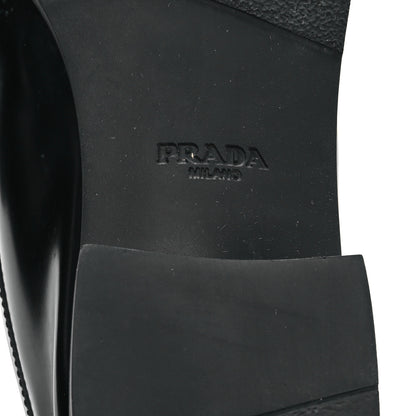 Prada Spazzolato Metal Triangle Logo 20mm Loafers 39.5 Black 7 of 11