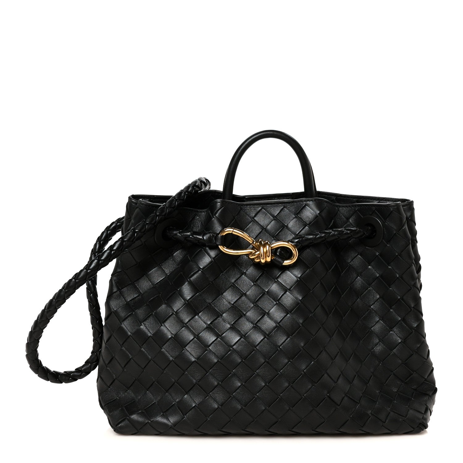 Bottega Veneta Nappa Intrecciato Medium Andiamo Shoulder Bag Black 1 of 9