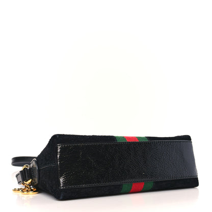 Gucci Suede Patent Web GG Small Ophidia Dome Shoulder Bag Black 4 of 9