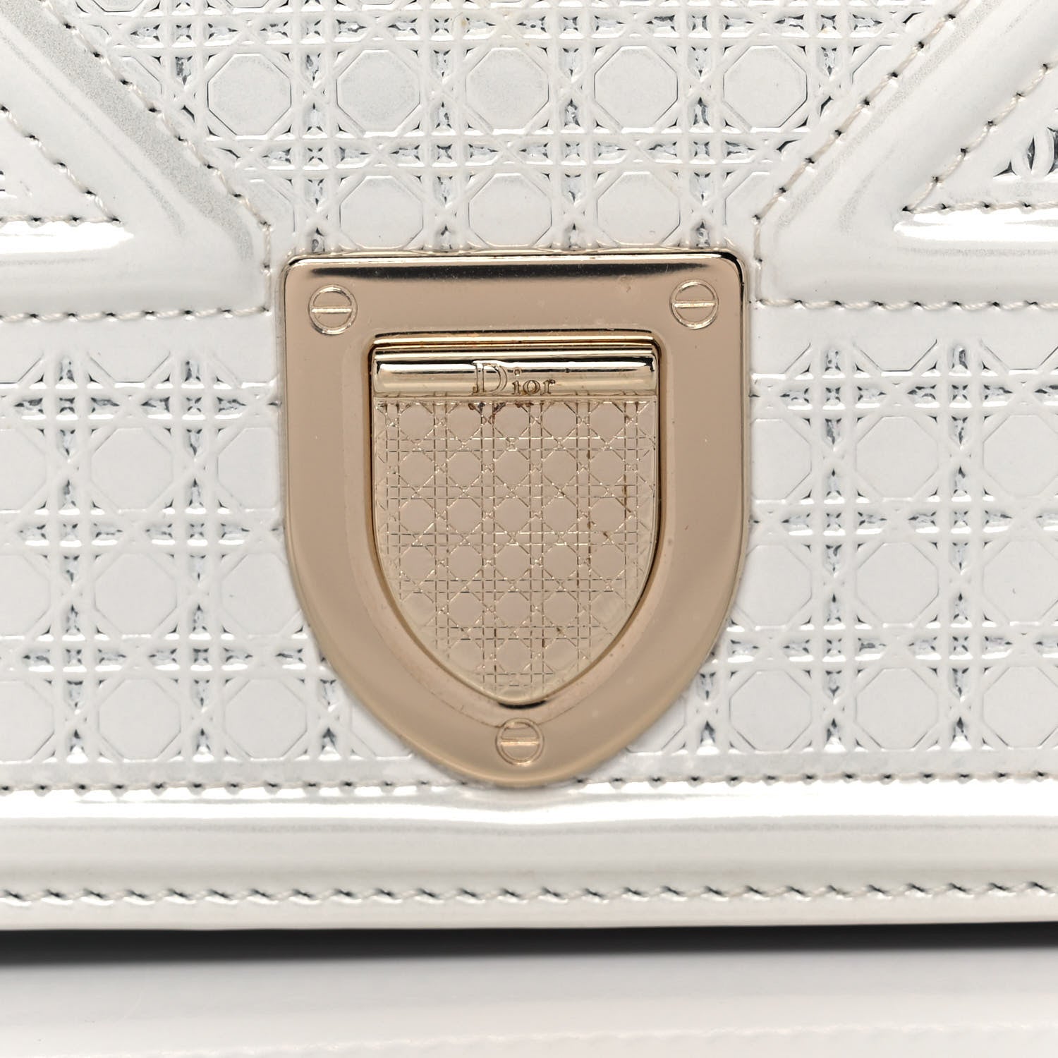 Christian Dior Patent Micro-Cannage Diorama Wallet on Chain Pouch White 7 of 10