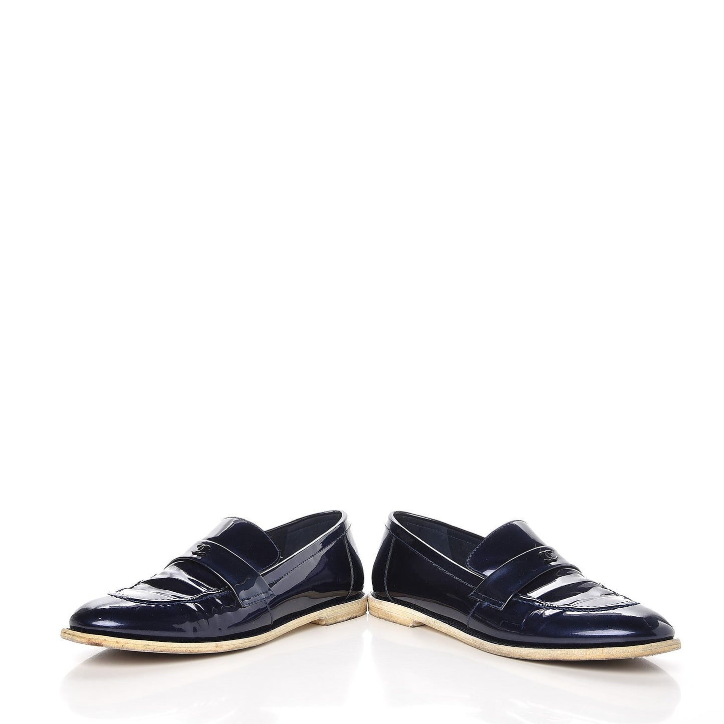 Patent CC Moccasin Loafers 40 Navy