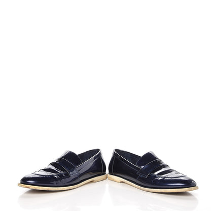 Chanel Patent CC Moccasin Loafers 40 Navy 6 of 12