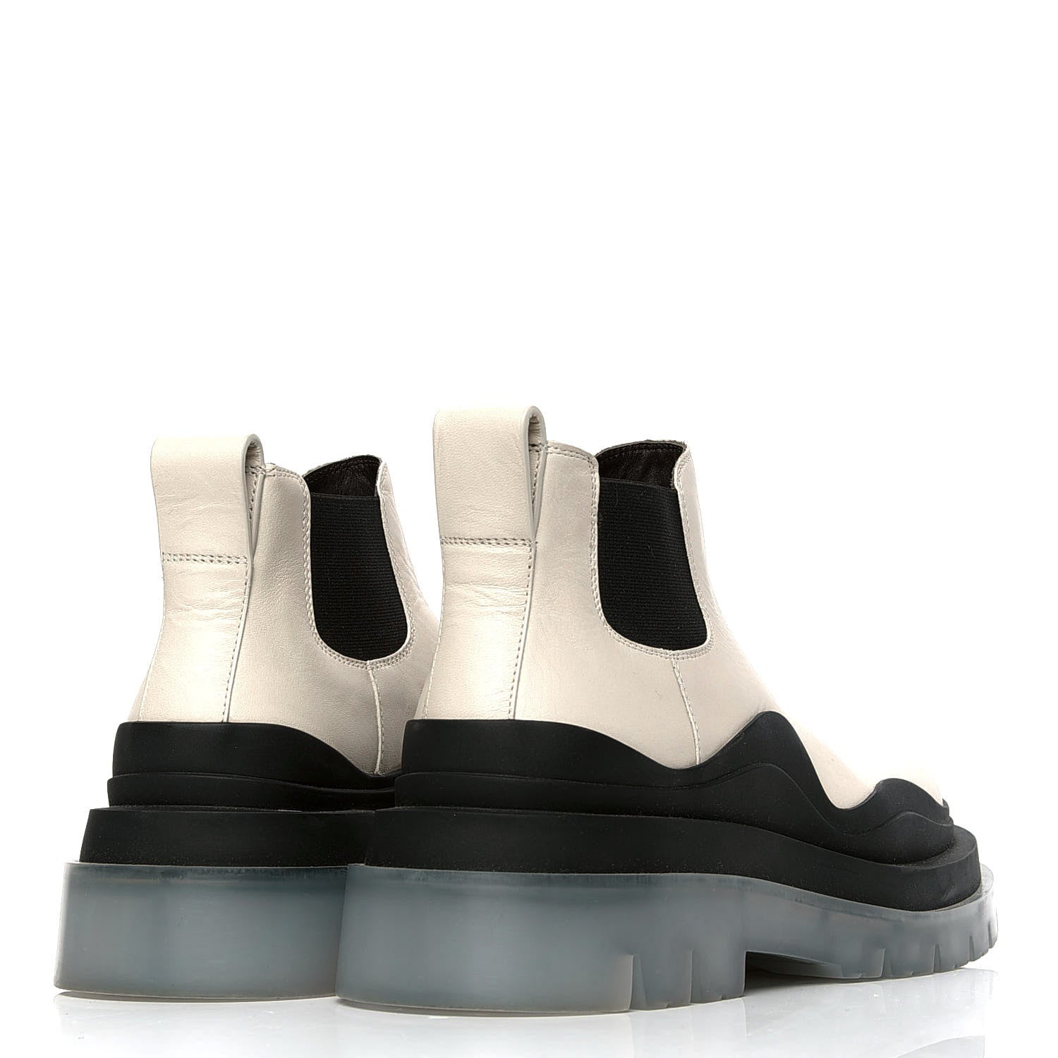 Bottega Veneta Calfskin The Tire Cropped Chelsea Boots 37 Wax Black Transparent 3 of 4