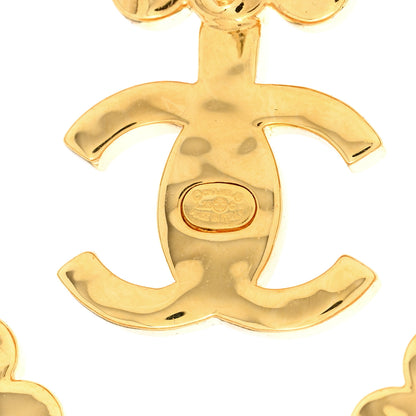 Chanel Crystal Heart CC Earrings Gold 3 of 5
