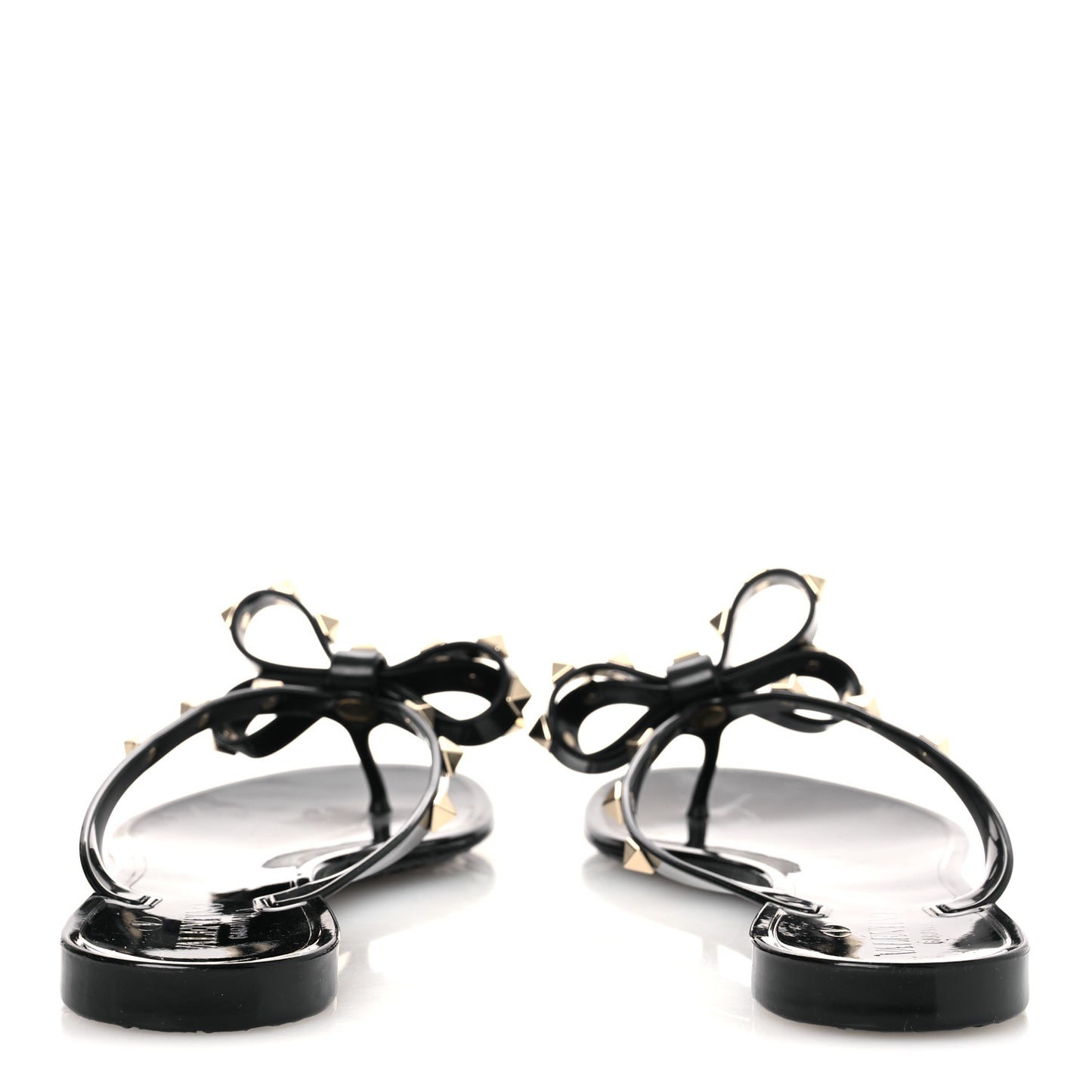 PVC Jelly Rockstud Bow Thong Sandals 40 Black