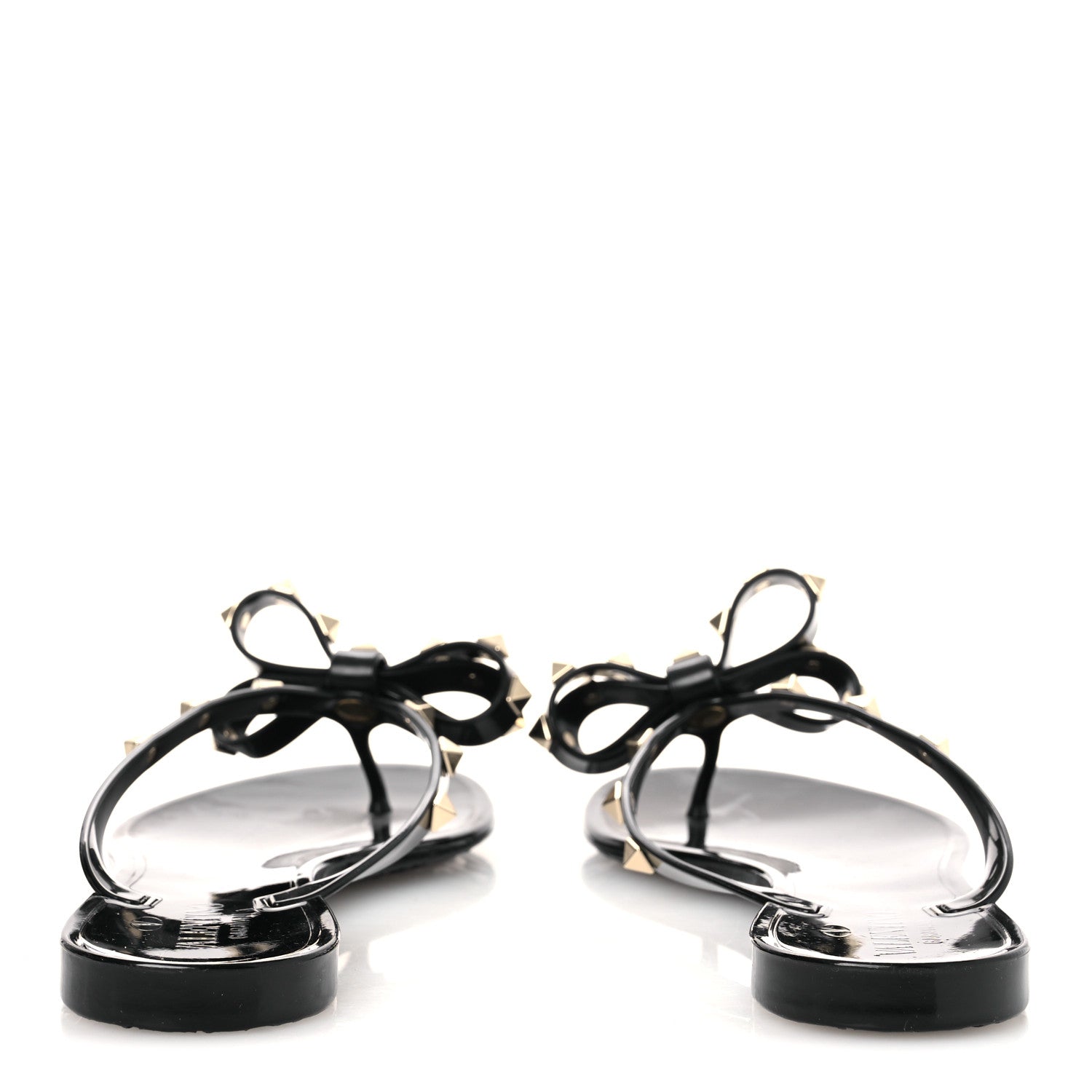 Valentino Garavani PVC Jelly Rockstud Bow Thong Sandals 40 Black 6 of 9