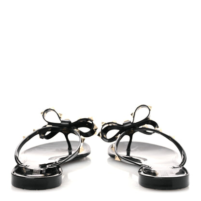 Valentino Garavani PVC Jelly Rockstud Bow Thong Sandals 40 Black 6 of 9