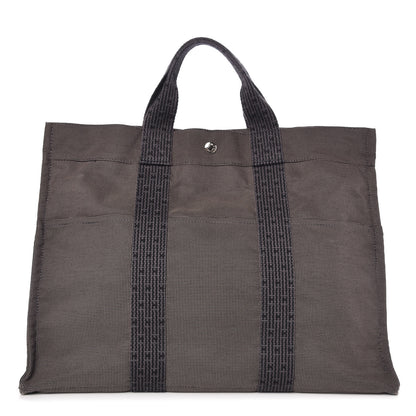 Hermes Canvas Herline MM Tote Grey 1 of 7