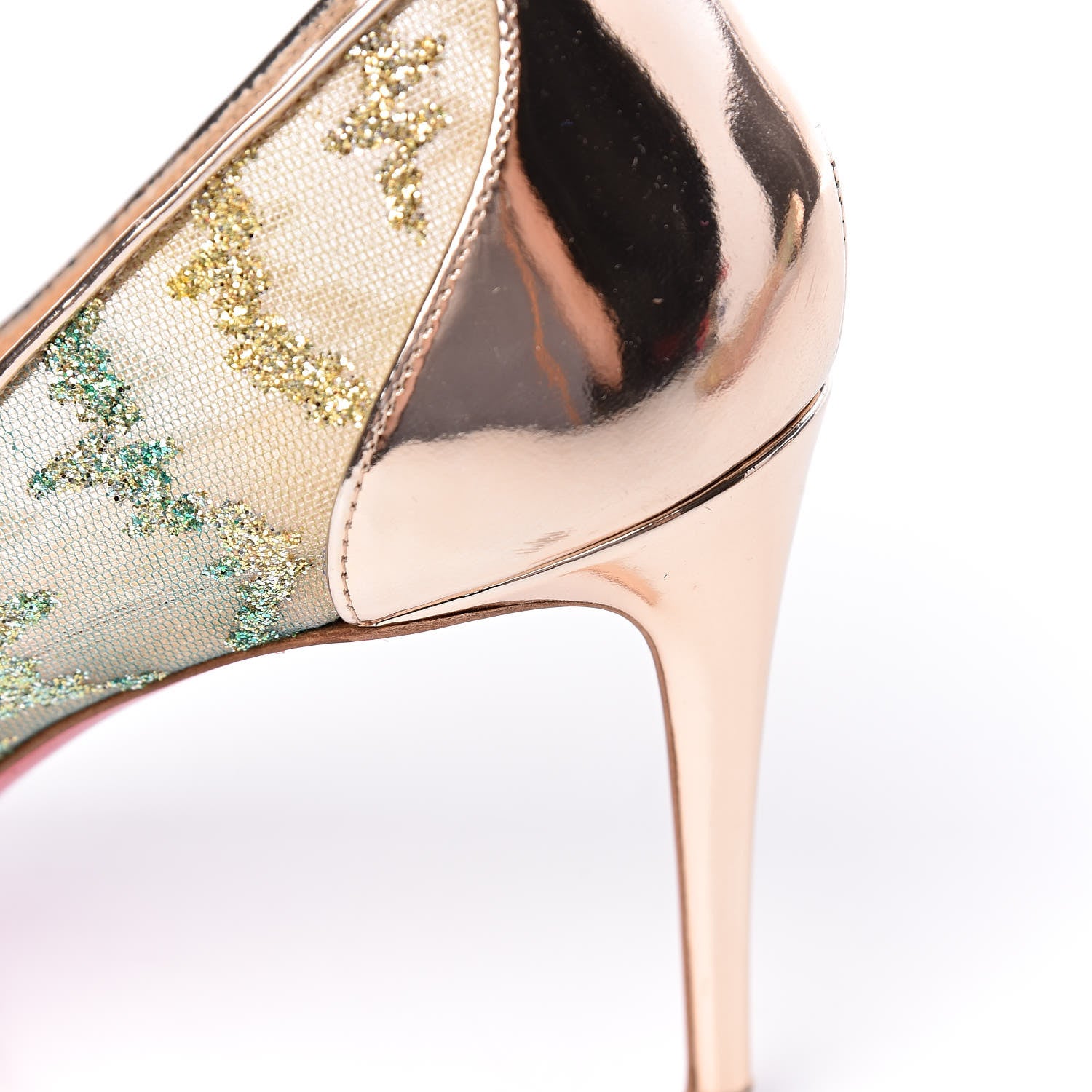 Christian Louboutin Metallic Rete Lace Chantilly 554 85 Pumps 38.5 Blush Multicolor 9 of 12