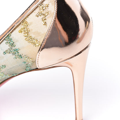 Christian Louboutin Metallic Rete Lace Chantilly 554 85 Pumps 38.5 Blush Multicolor 9 of 12