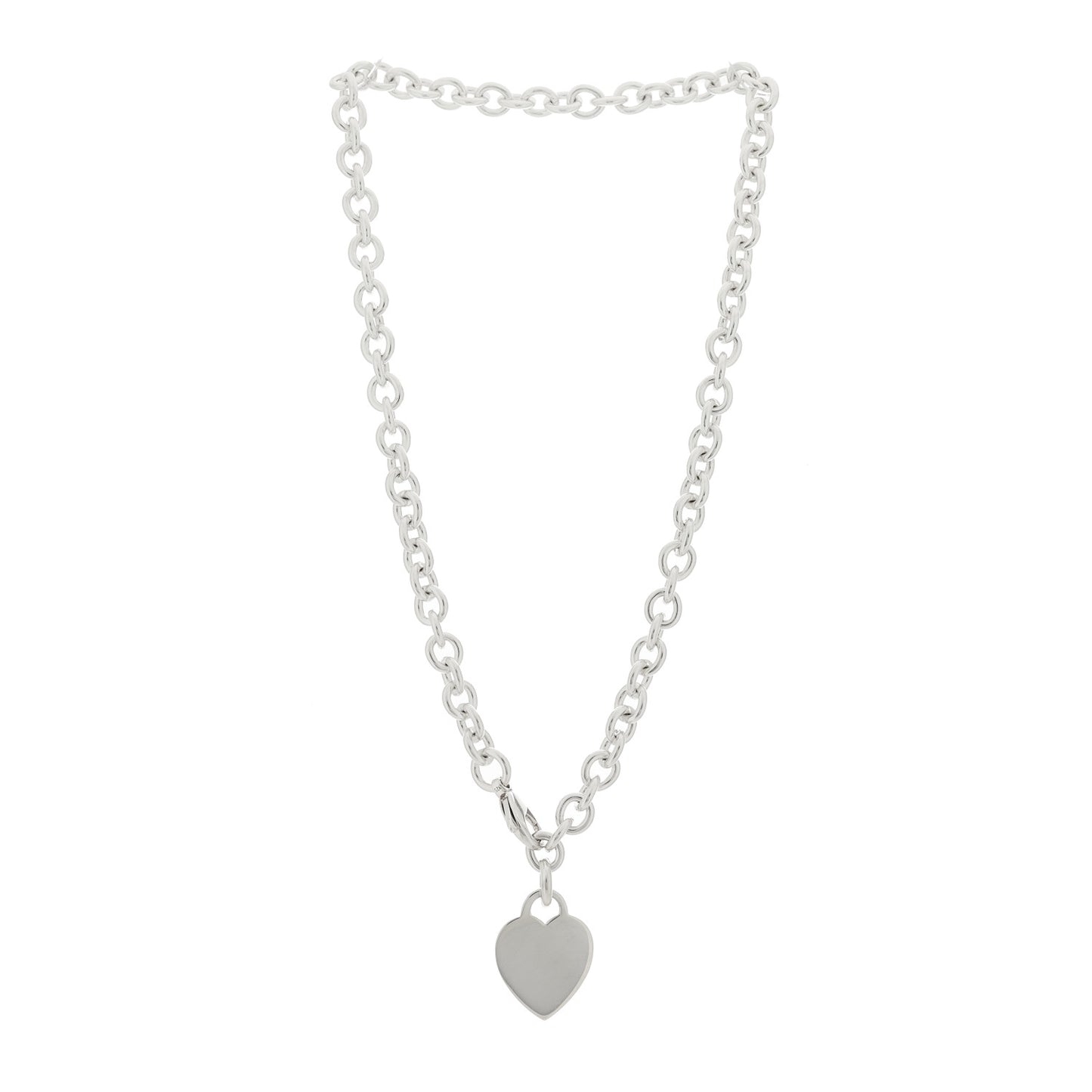Sterling Silver Heart Tag Pendant Necklace