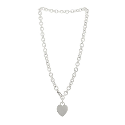 Tiffany Sterling Silver Heart Tag Pendant Necklace 3 of 4