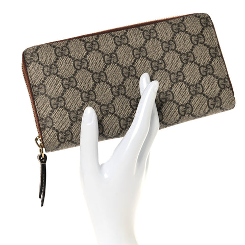 GG Supreme Monogram Cuoio Toscano Zip Around Wallet Beige Ebony Cuir