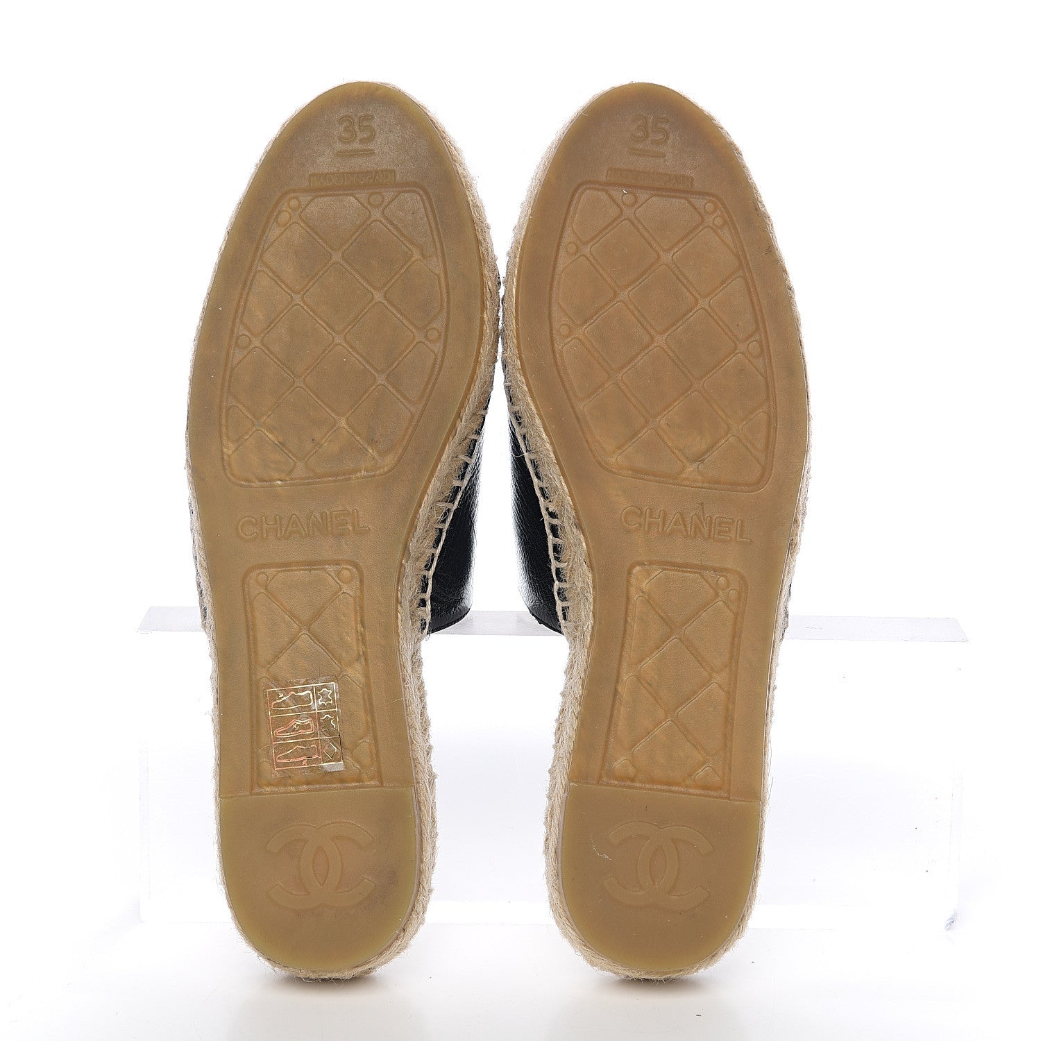 Chanel Goatskin Patent CC Espadrille Mules 35 Black 5 of 11