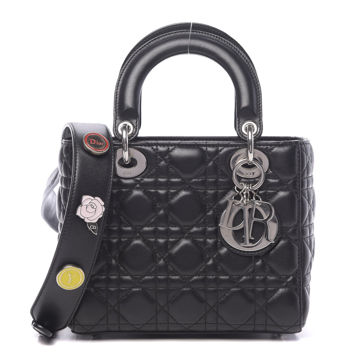 Lambskin Cannage Small Lucky Badges My Lady Dior Black