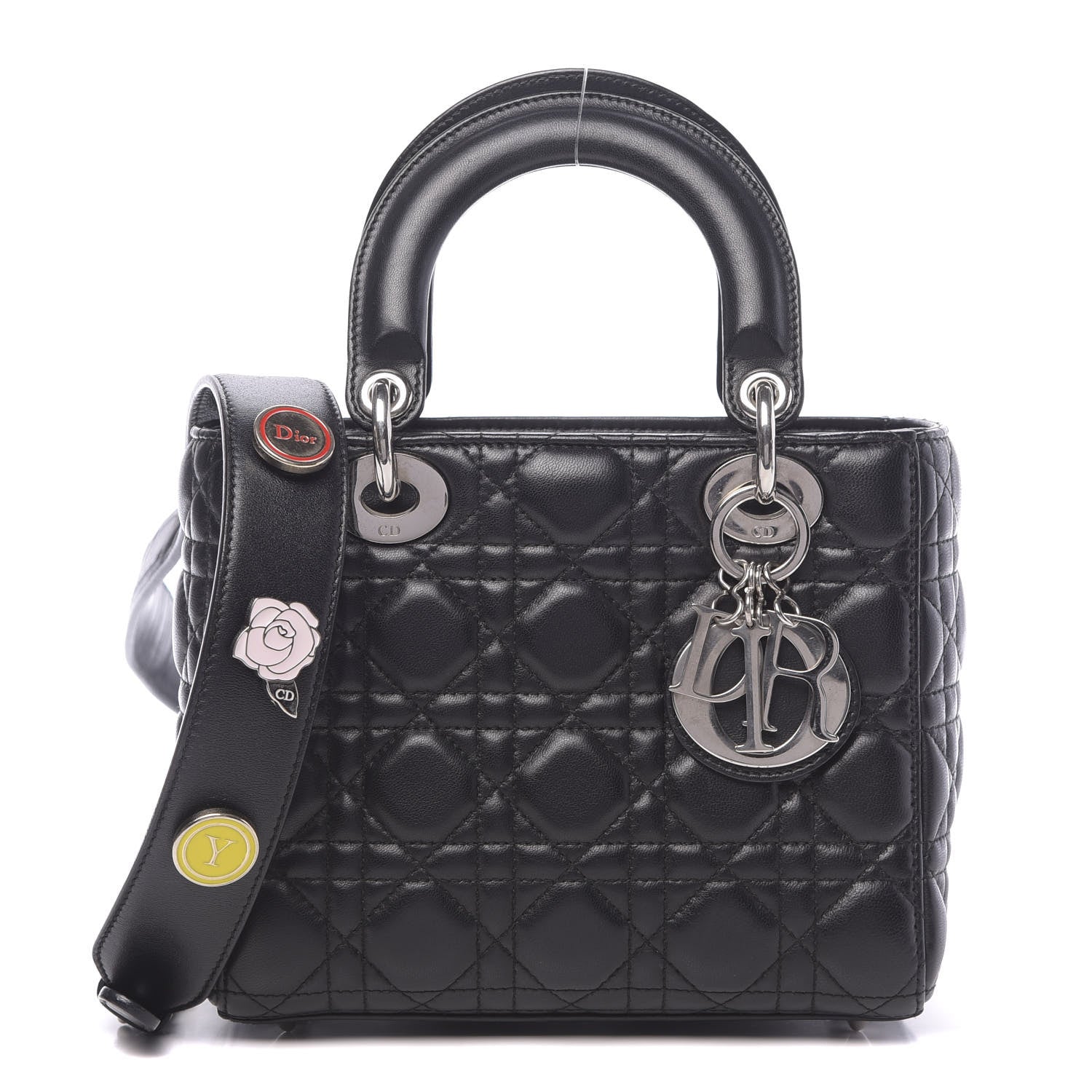 Christian Dior Lambskin Cannage Small Lucky Badges My Lady Dior Black 1 of 9