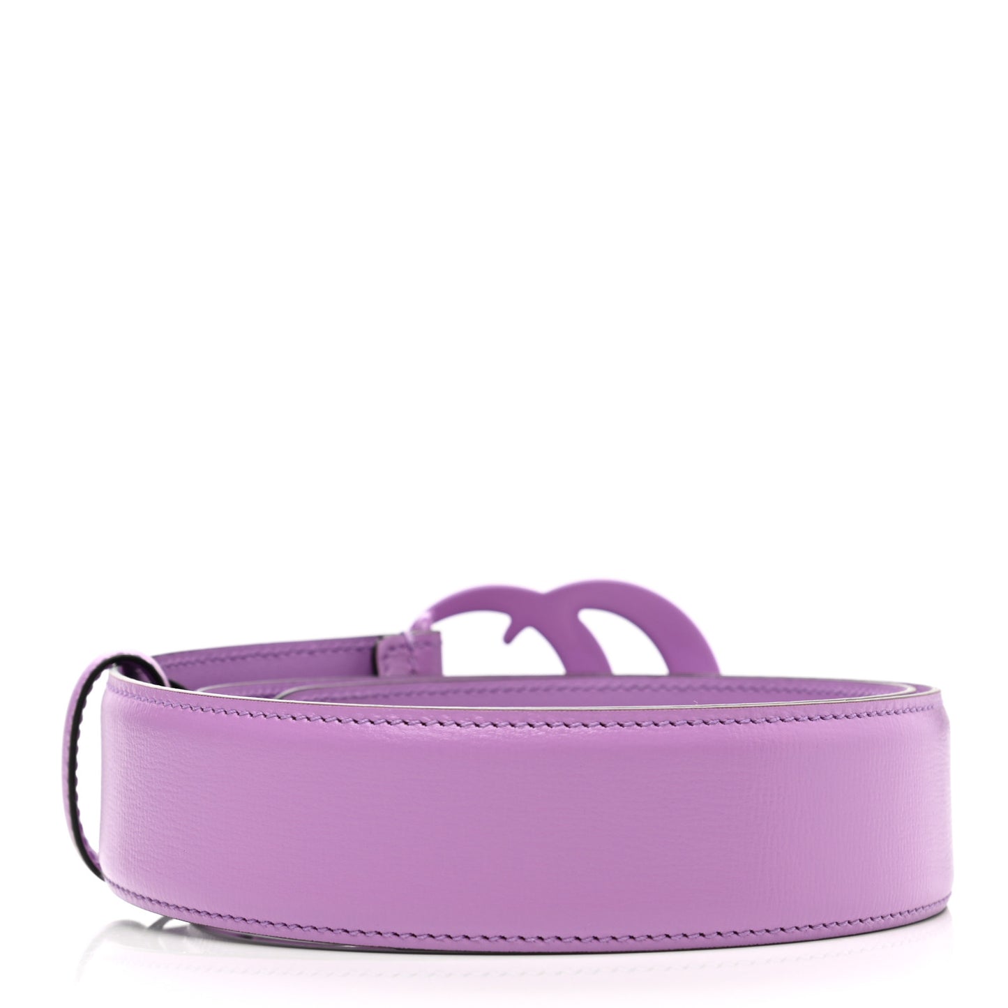Azalea Calfskin Enamel Monochrome Double G 40mm Belt 80 32 Wisteria Chic