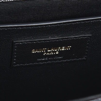 Saint Laurent Grain De Poudre Textured Mixed Matelasse Triquilt Medium Monogram Satchel Black 7 of 8