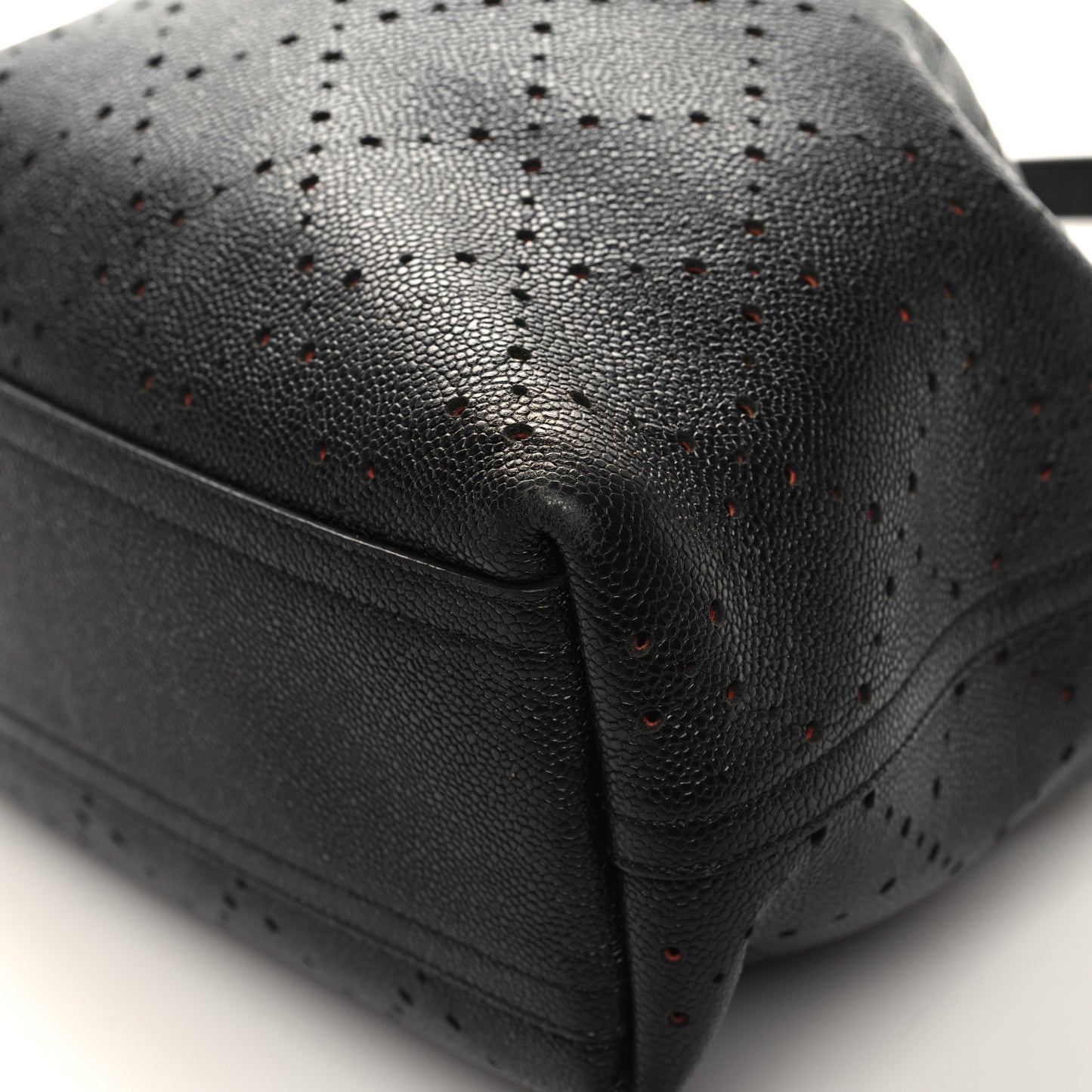 Caviar Perforated Drawstring CC Bag Black Orange