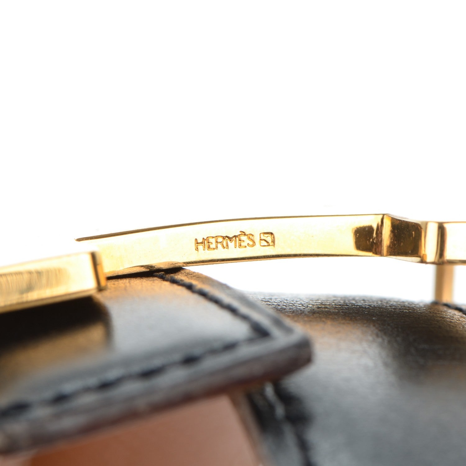 Hermes Box Courchevel 24mm Constance H Belt 65 Black Gold 9 of 9