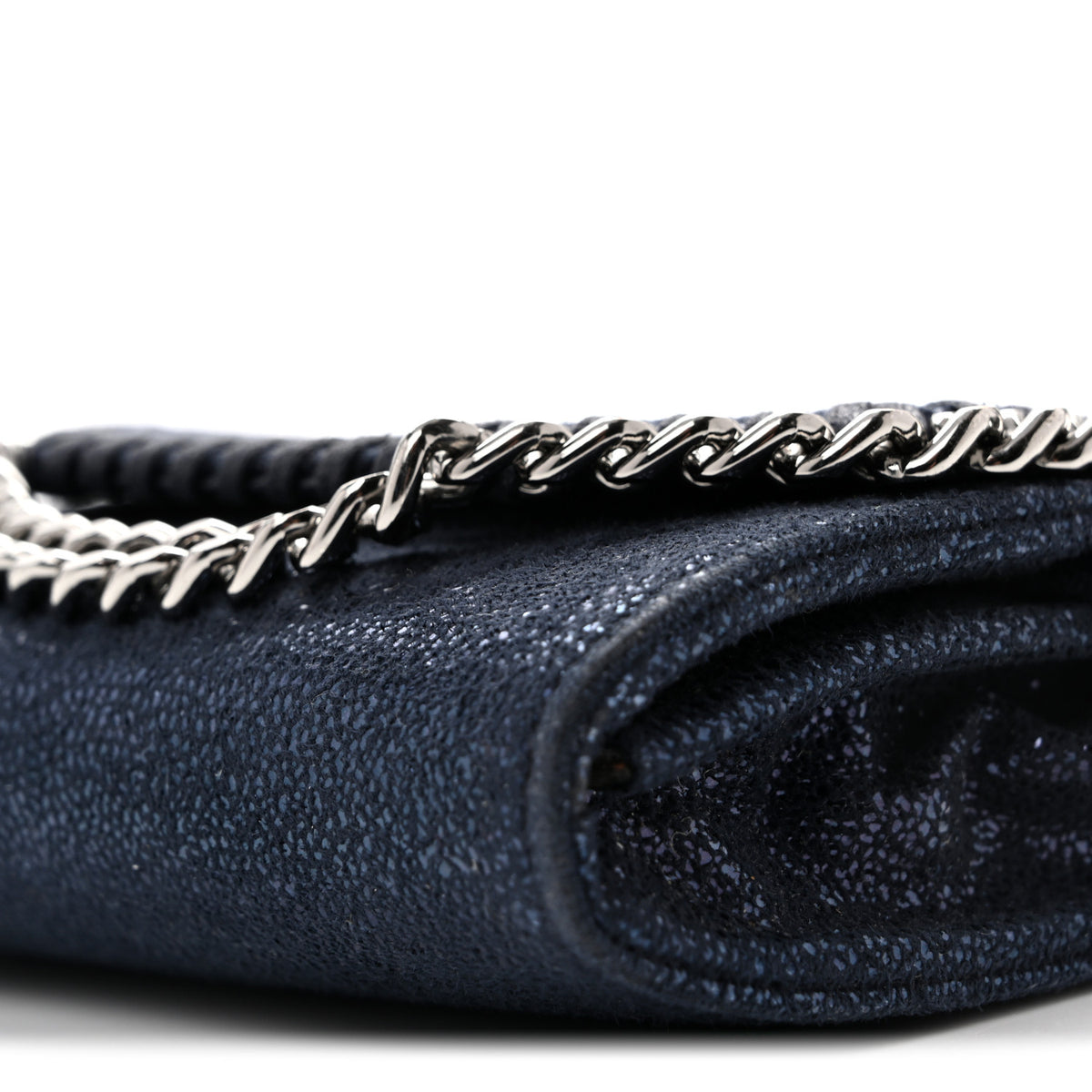 Metallic Shaggy Deer Falabella Small Wallet on Chain Ink