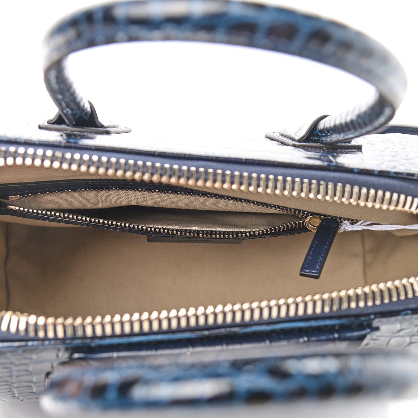 Calfskin Crocodile Embossed Small Antigona Navy