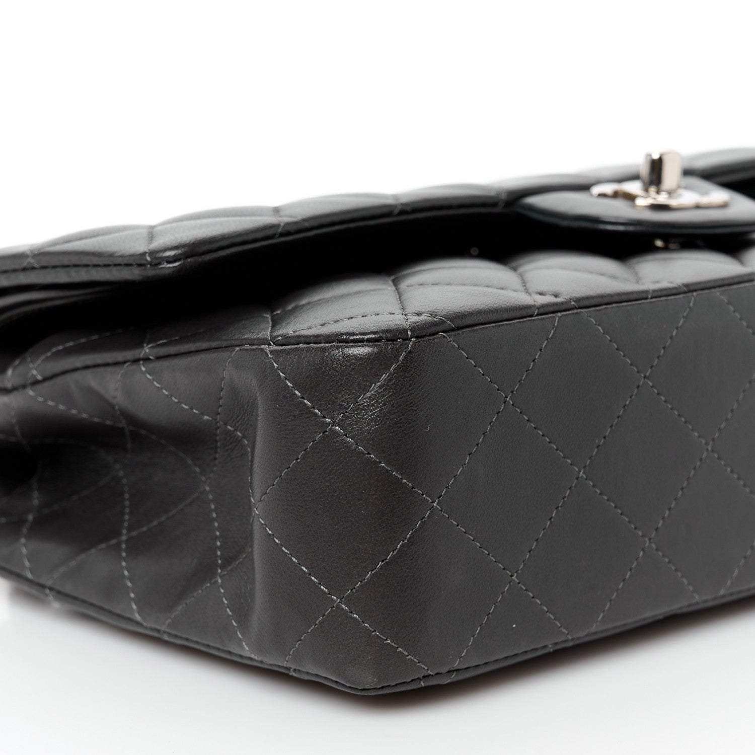 Chanel Lambskin Quilted Medium Double Flap Dark Grey 10 of 11