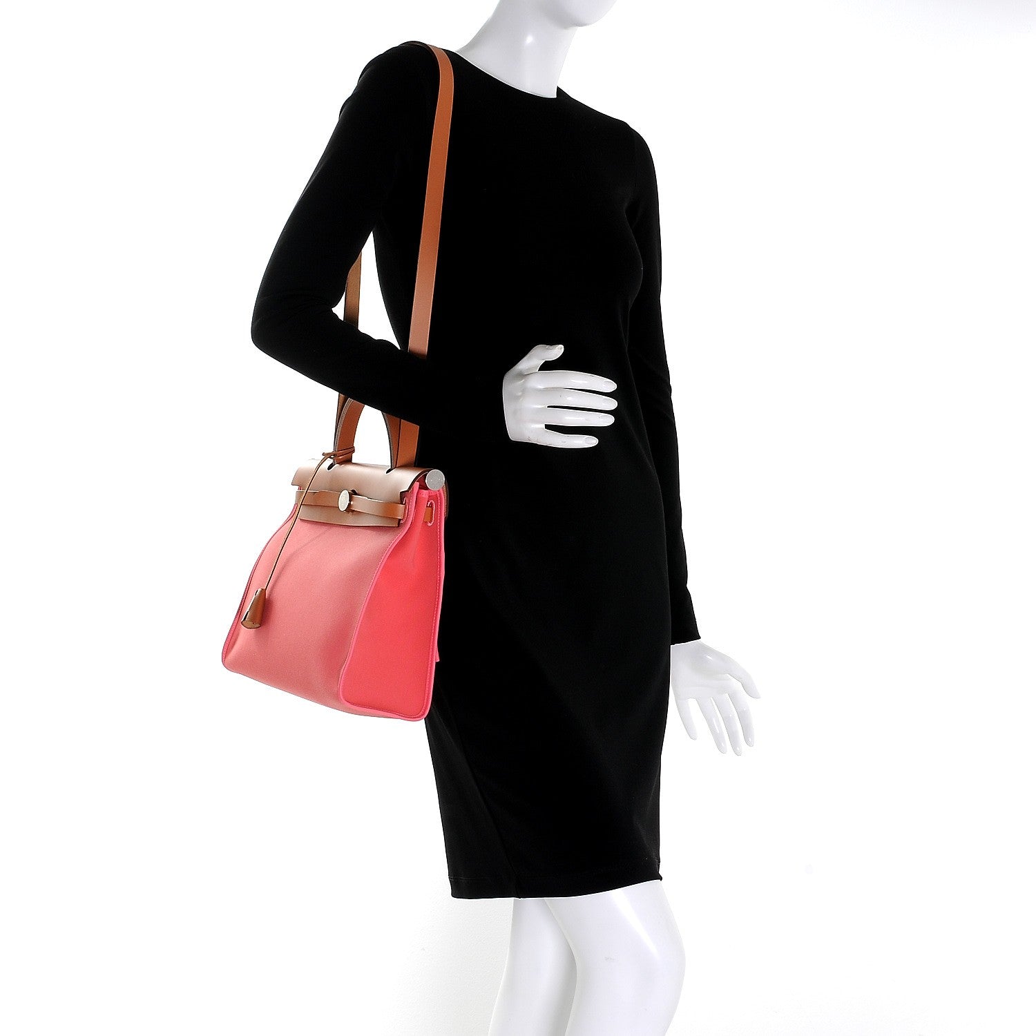 Hermes Vache Hunter Toile Herbag Zip 31 PM Rose Azalee Natural 2 of 9