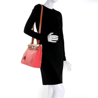 Hermes Vache Hunter Toile Herbag Zip 31 PM Rose Azalee Natural 2 of 9