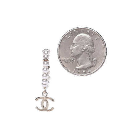 Chanel Pearl Charms CC Hoop Earrings Gold 3 of 5