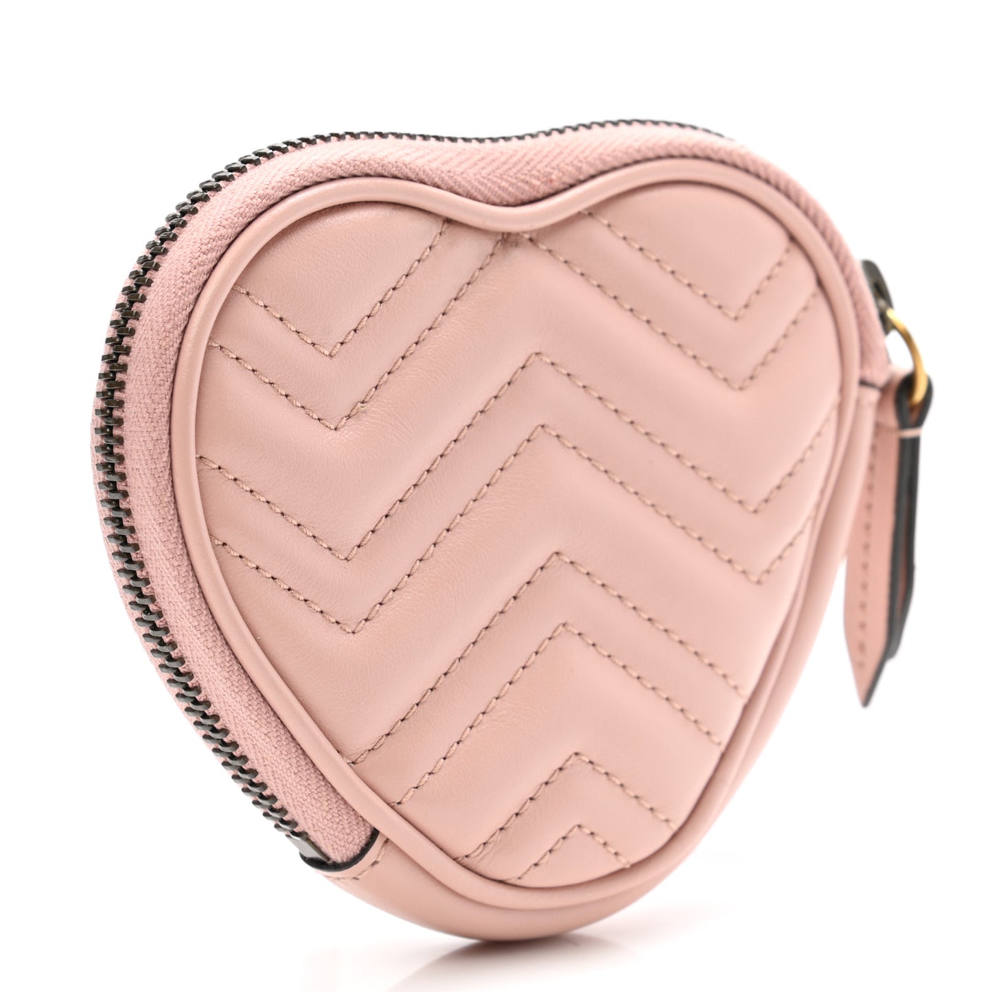 Calfskin Matelasse Chevron GG Marmont Heart Coin Purse Perfect Pink