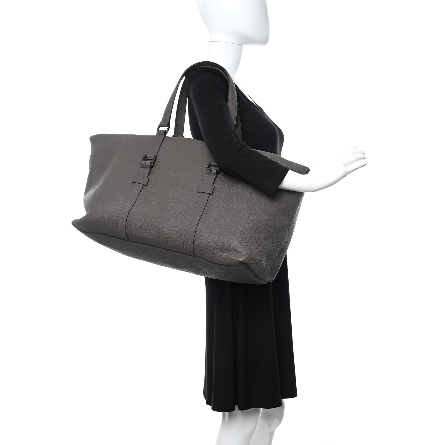 Gucci Pebbled Calfskin Carry On Duffle Grey 2 of 12
