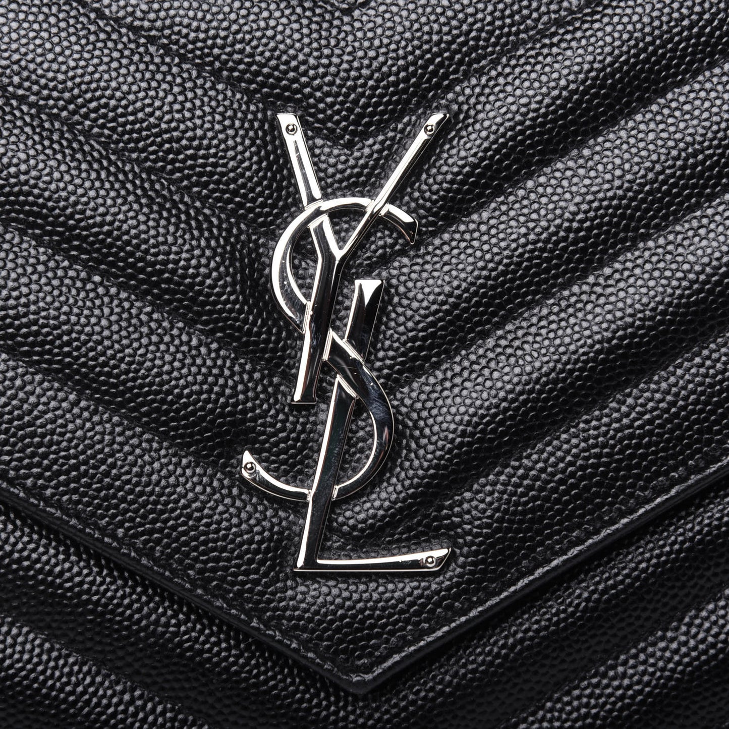 Grain De Poudre Matelasse Chevron Monogram Chain Wallet Black