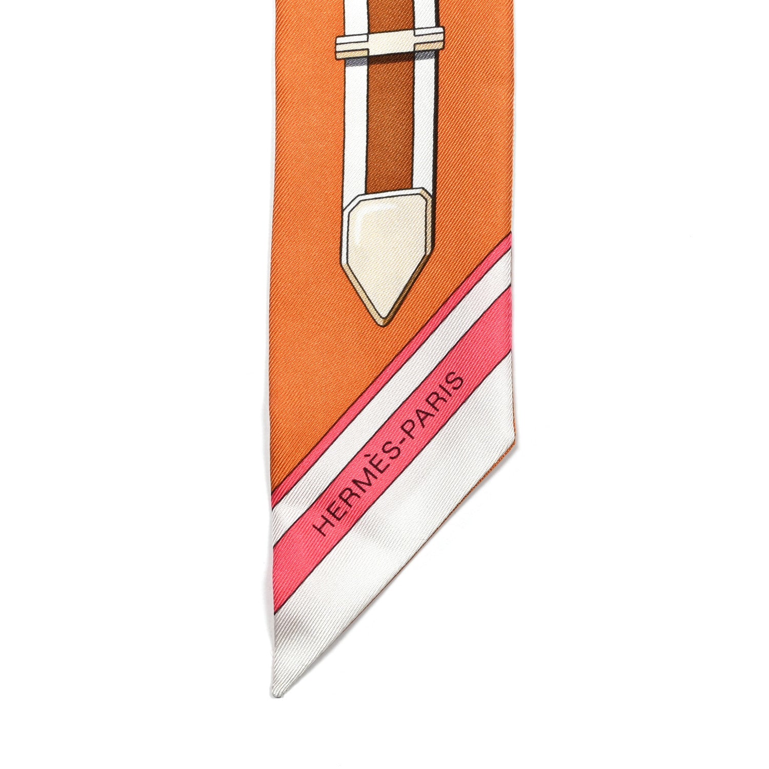Hermes Silk Grand Tralala Twilly Creme Roux Corail 4 of 4