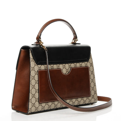 Gucci GG Supreme Monogram Calfskin Medium Padlock Top Handle Bag Beige Black Cuir 3 of 8