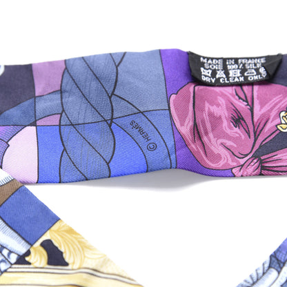 Hermes Silk Cavalleria D'Etriers Twilly Violet Bleu Rose 3 of 4