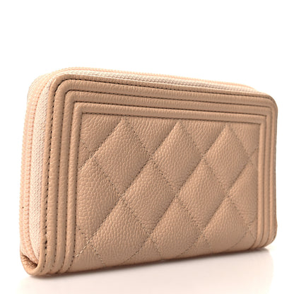 Chanel Caviar Quilted Small Boy Zip Around Wallet Beige 3 of 10