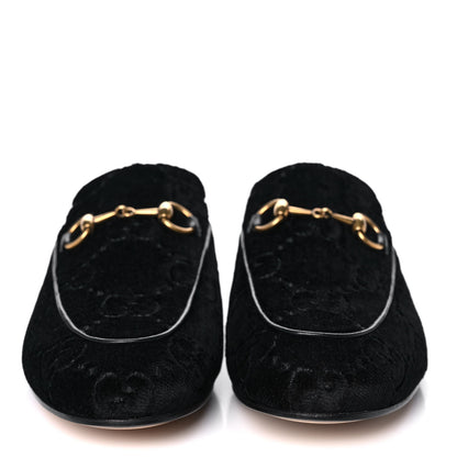 Gucci Velvet GG Monogram Womens Princetown Slippers 37 Black 2 of 9