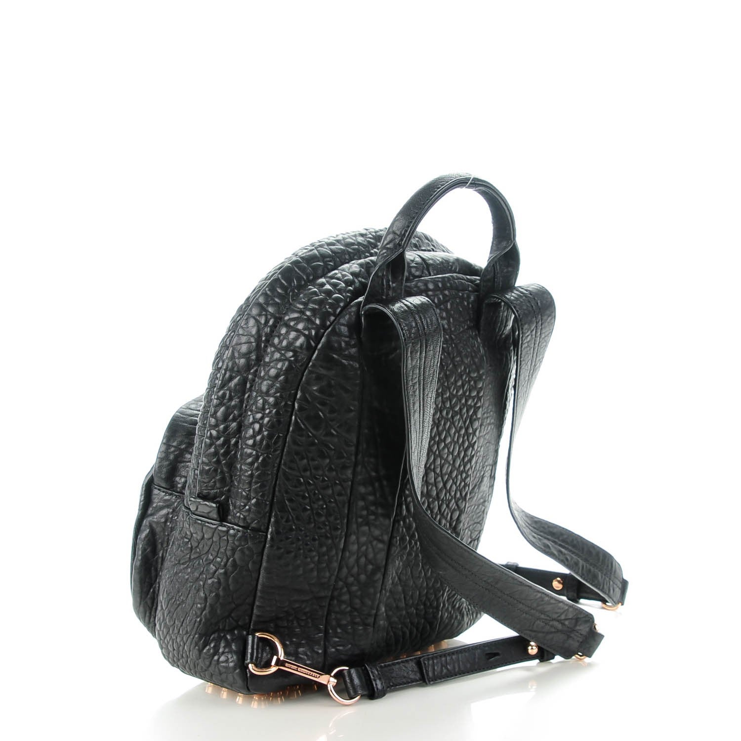 Alexander Wang Pebbled Lambskin Dumbo Backpack Black Rose Gold Hardware 3 of 7
