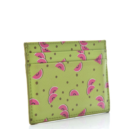 Prada Saffiano Watermelon Print Card Case Erba 2 of 9